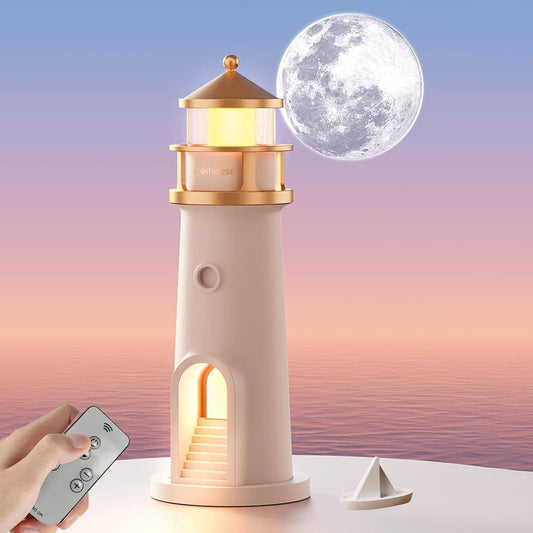 LunaGlow Moon Projection Lighthouse Lamp