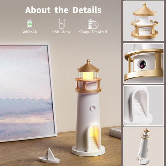 LunaGlow Moon Projection Lighthouse Lamp