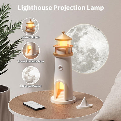 LunaGlow Moon Projection Lighthouse Lamp