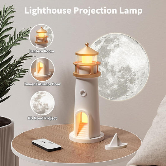 LunaGlow Moon Projection Lighthouse Lamp